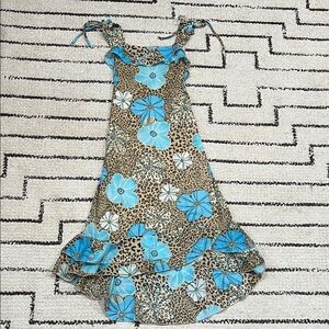 Y2K Limited Too Leopard and Blue Floral Dress